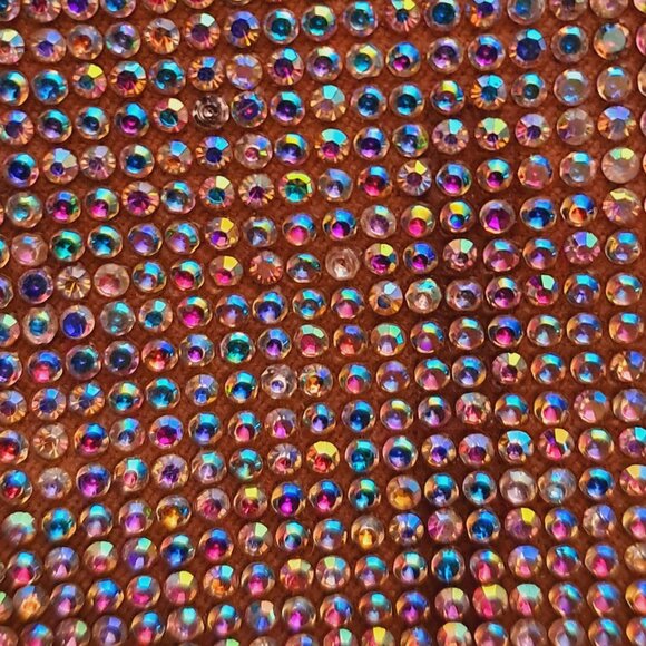 Rouge Pouch Iridescent Rhinestone Heels Square Toe Nude Patent Women's 8 - Picture 3 of 14